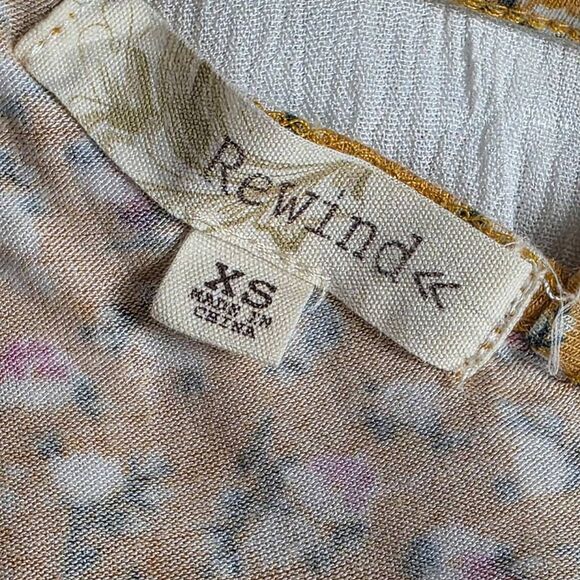 Rewind Yellow Floral Lace Hem Tank Top XS - Picture 7 of 8